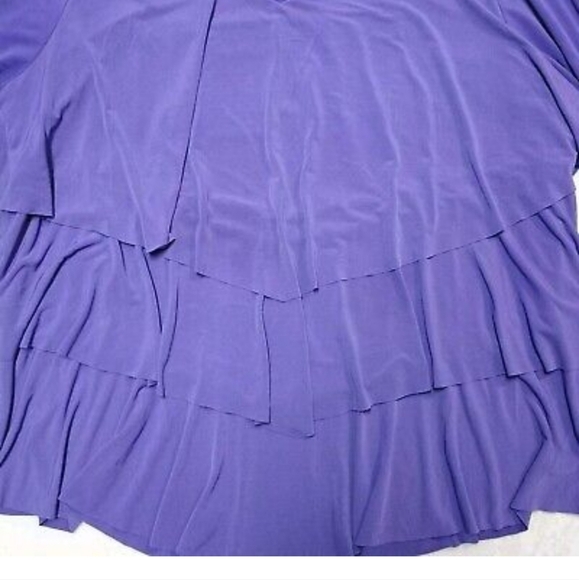 Susan Graver Purple V Neck Long Sleeve Stretch Liquid Knit Tiered Size 3x - Picture 2 of 6
